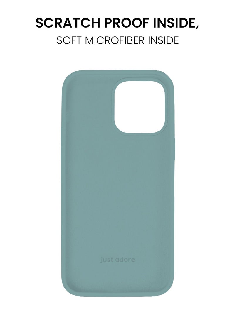 just adore Apple iPhone 14 Pro Max Case Silicone Case Matt Finish Finger Print resistant cover for iPhone 14 Pro Max -Teal Grey - Image 4