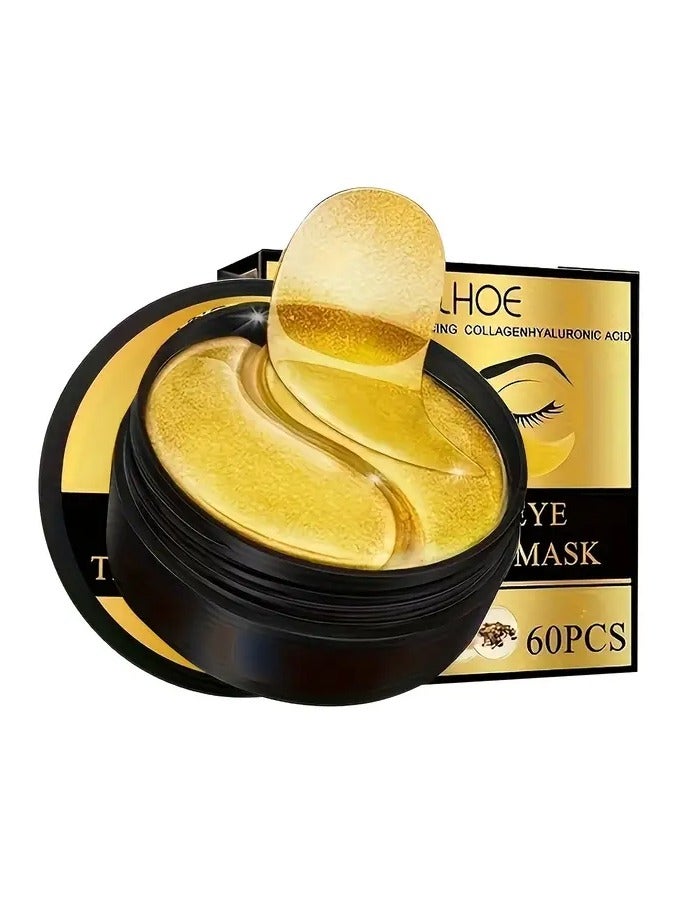 EELHOE 60pcs Unisex Adult Golden Eye Moisturizing Patches with Collagen & Hyaluronic Acid - Alcohol-Free Under-Eye Firming for All Light Beige Types, Hydrating Patches to & Achieve Firmer, Youthful-Looking Eye Area - Image 1