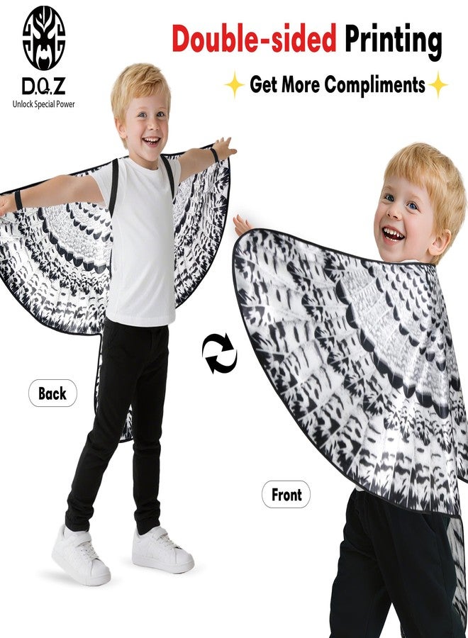 D.Q.Z Double-Sided Bird Wings Owl Costume for Kids Dress Up Clothes Feather Headband, Toddlers Eagle Animal Role Play Halloween (Snowy Owl) - Image 2
