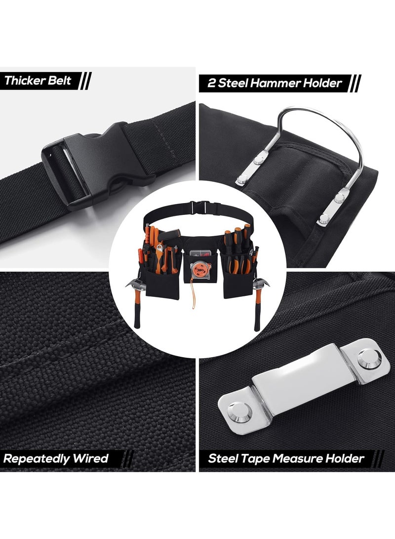 19 Pocket Tool Belts with Quick Release Buckle- Heavy Duty Detachable & Adjustable Utility Belt,Work Apron for Men and Women,for Electrician,Carpenter,Construction Tool Belt,Gifts for Men (Black) - Image 3