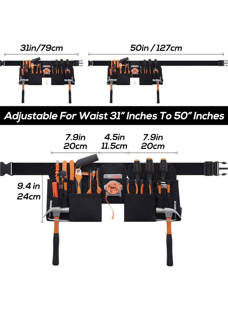 19 Pocket Tool Belts with Quick Release Buckle- Heavy Duty Detachable & Adjustable Utility Belt,Work Apron for Men and Women,for Electrician,Carpenter,Construction Tool Belt,Gifts for Men (Black) - Image 4