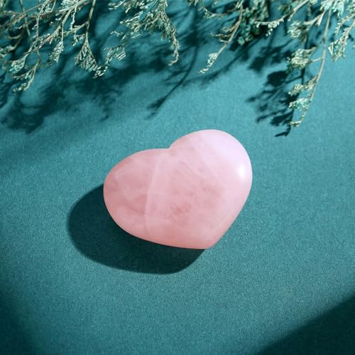 MAIBAOTA 45 mm Rose Quartz Crystals Large Heart Stone Healing Crystals Gifts for Women Natural Reiki Gemstone Polished Heart Shaped Rocks Meditation - Image 3