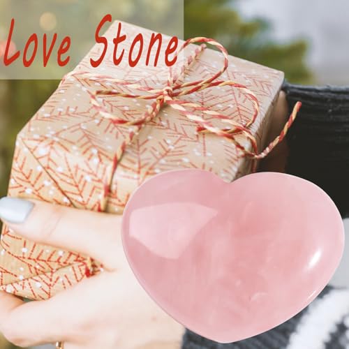 MAIBAOTA 45 mm Rose Quartz Crystals Large Heart Stone Healing Crystals Gifts for Women Natural Reiki Gemstone Polished Heart Shaped Rocks Meditation - Image 5