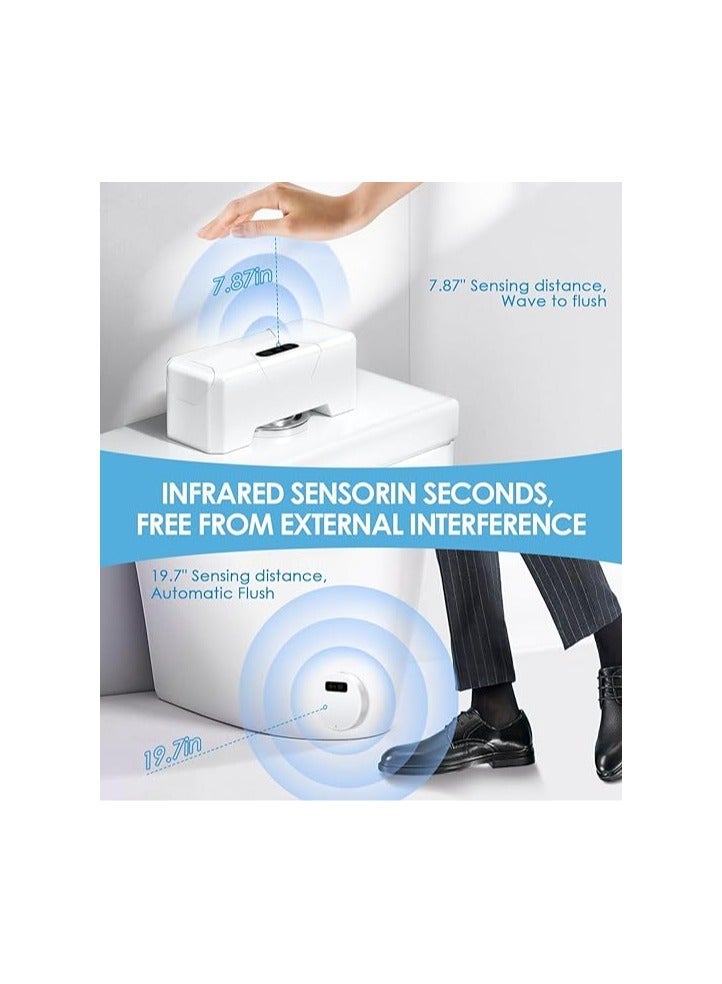 Automatic Toilet Flusher, Upgraded Touchless Toilet Flush Kit, Toilet Flusher Replacement Kit, for Most Homes and Public Toilets with Infrared Sensor, Rechargeable USB Charging and IPX6 Waterproof - Image 2
