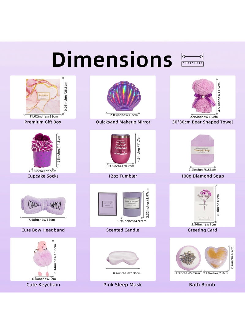 MissTiara سلال هدايا للنساء - مجموعة هدايا عيد الميلاد تحتوي على 13 عنصر هدايا ملهمة، باقات علاج سبا مريحة للنساء، مجموعات هدايا لصديقات، هدايا لصديقات إناث - Image 2