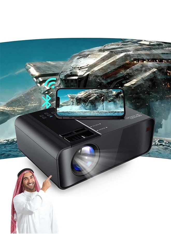 Bukela Mini Portable 4K Projector,1080P Projector 450 ANSI with 5G WIFI and Bluetooth 5.0, 200 '' outdoor and home theater movie projector, compatible with TV Stick/Phone/PS5/TV/Laptop/iOS,Android  - Image 1