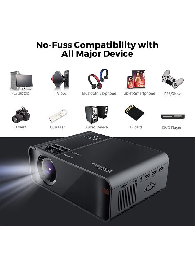 Bukela Mini Portable 4K Projector,1080P Projector 450 ANSI with 5G WIFI and Bluetooth 5.0, 200 '' outdoor and home theater movie projector, compatible with TV Stick/Phone/PS5/TV/Laptop/iOS,Android  - Image 4