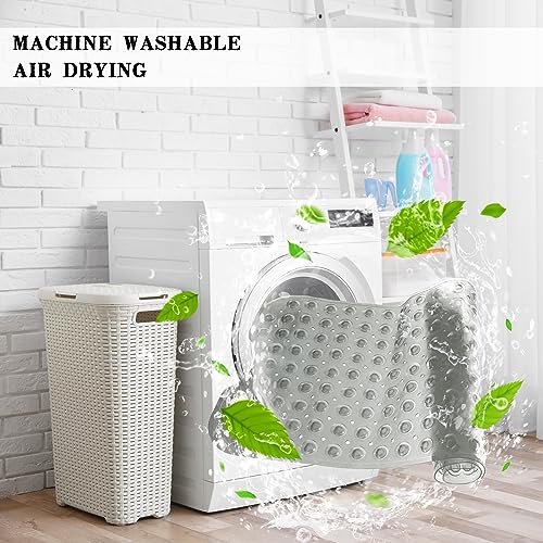 Linoows Bathtub and Shower Mats, Extra Long Non-Slip Bath Tub Mat 39 x 16 Inch, Machine Washable Bathmat with Suction Cups & Drain Holes for Bathroom Floor, Clear Grey - Image 5