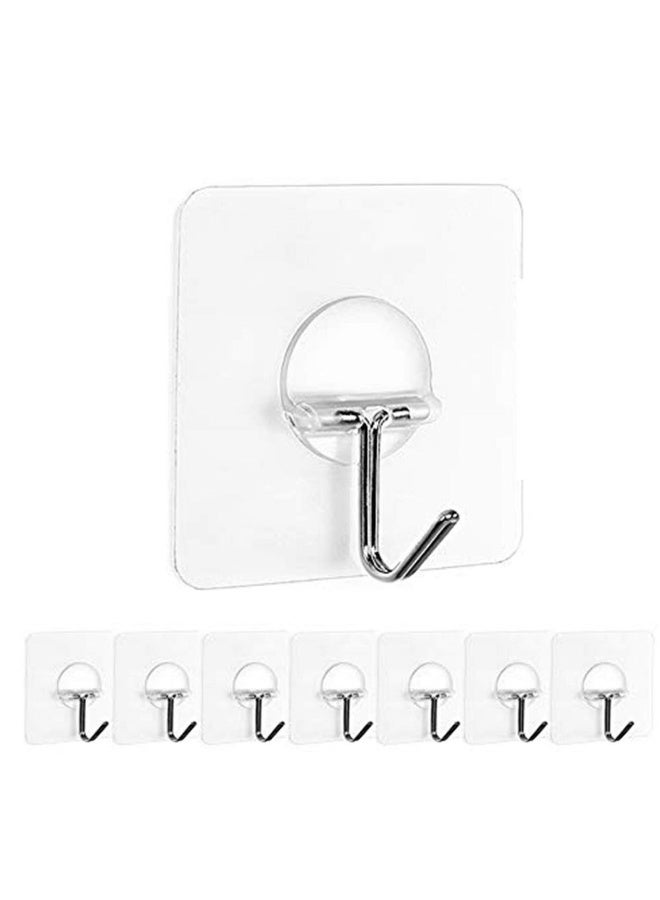 8 Pack Wall Hooks Self Adhesive Sticker Hanger Clear Reusable Seamless Hooks - Image 1