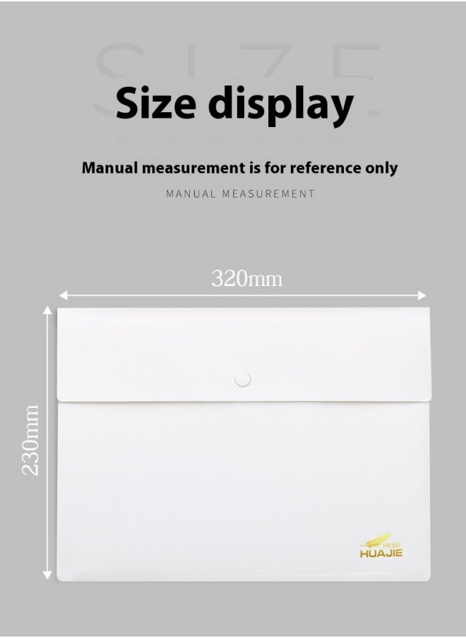 HUA JIE - A4 Plastic Snap Button File Folder – 2 Pack, White, Holds Up to 100 Sheets, Thickened & Durable, Water-Resistant for Secure Storage - Image 1