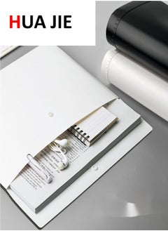 HUA JIE A4 Plastic Snap Button File Folder – 2 Pack, White, Holds Up to 100 Sheets, Thickened & Durable, Water-Resistant for Secure Storage  - Image 1