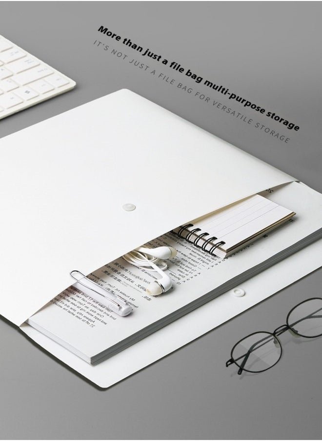 HUA JIE - A4 Plastic Snap Button File Folder – 2 Pack, White, Holds Up to 100 Sheets, Thickened & Durable, Water-Resistant for Secure Storage - Image 1