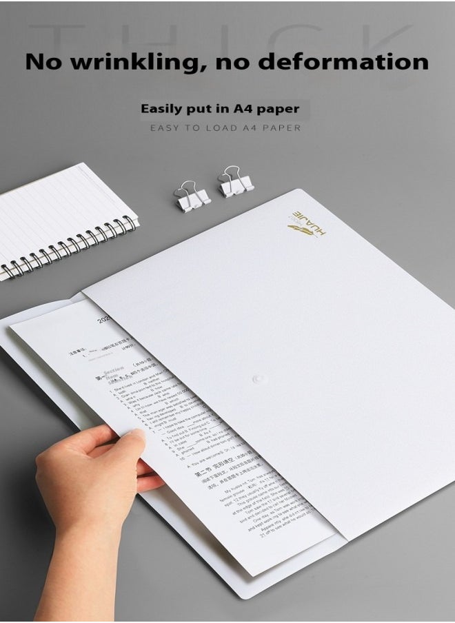 HUA JIE - A4 Plastic Snap Button File Folder – 2 Pack, White, Holds Up to 100 Sheets, Thickened & Durable, Water-Resistant for Secure Storage - Image 1