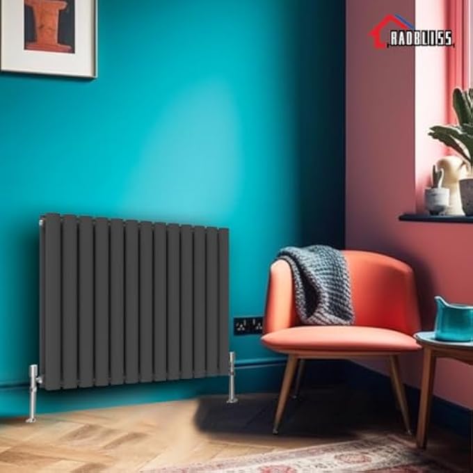 OVAL COLUMN HORIZONTAL RADIATOR 600X767MM ANTHRACITE DOUBLE CENTRAL HEATING DESIGNER RAD - Image 3