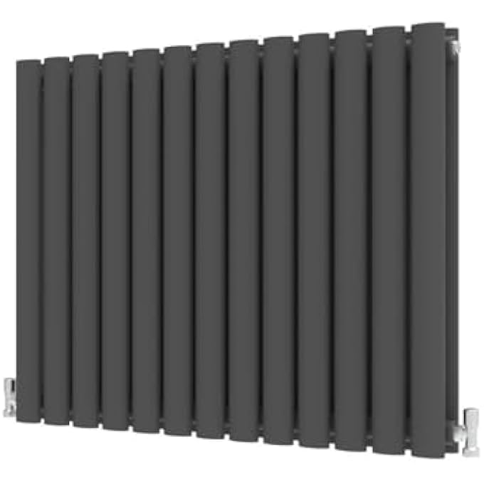 OVAL COLUMN HORIZONTAL RADIATOR 600X767MM ANTHRACITE DOUBLE CENTRAL HEATING DESIGNER RAD - Image 1