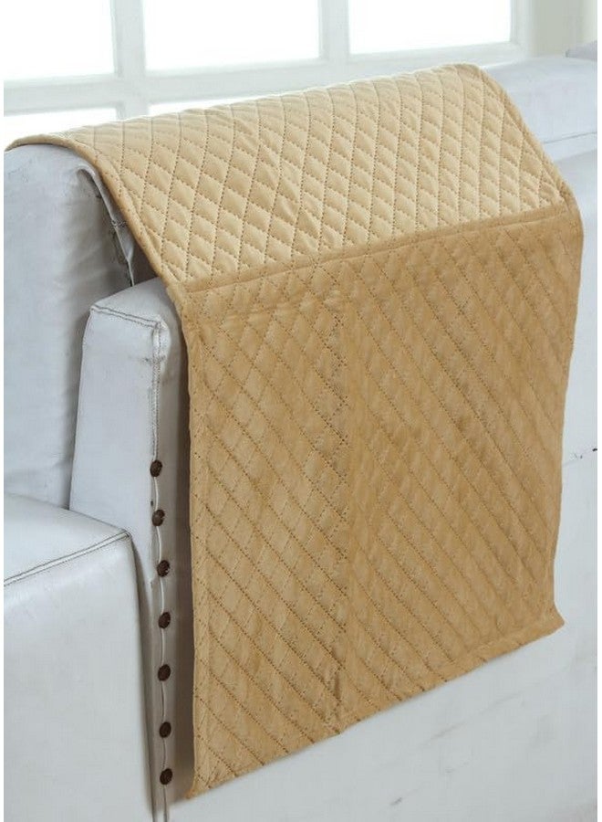 Nendle Latest Quilted Velvet Universal Protector Sofa Cover 3 Seater and 2 Seater|Sofa Cover L Shape 5 Seater Velvet for Living Room with Handle Cover (Golden, Pack of 2) - Image 5