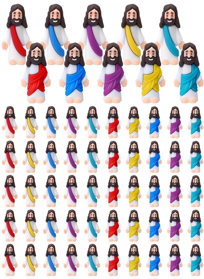Bememo 50 Pcs Little Jesus Figures Jesus Toys Figurines to Hide and Seek Religious Party Favors for Church Sunday School Easter Egg Stuffers(Dazzling Colors) - Image 1