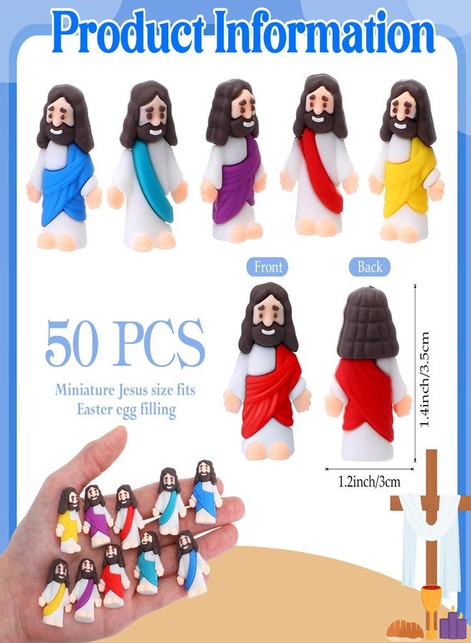 Bememo 50 Pcs Little Jesus Figures Jesus Toys Figurines to Hide and Seek Religious Party Favors for Church Sunday School Easter Egg Stuffers(Dazzling Colors) - Image 2