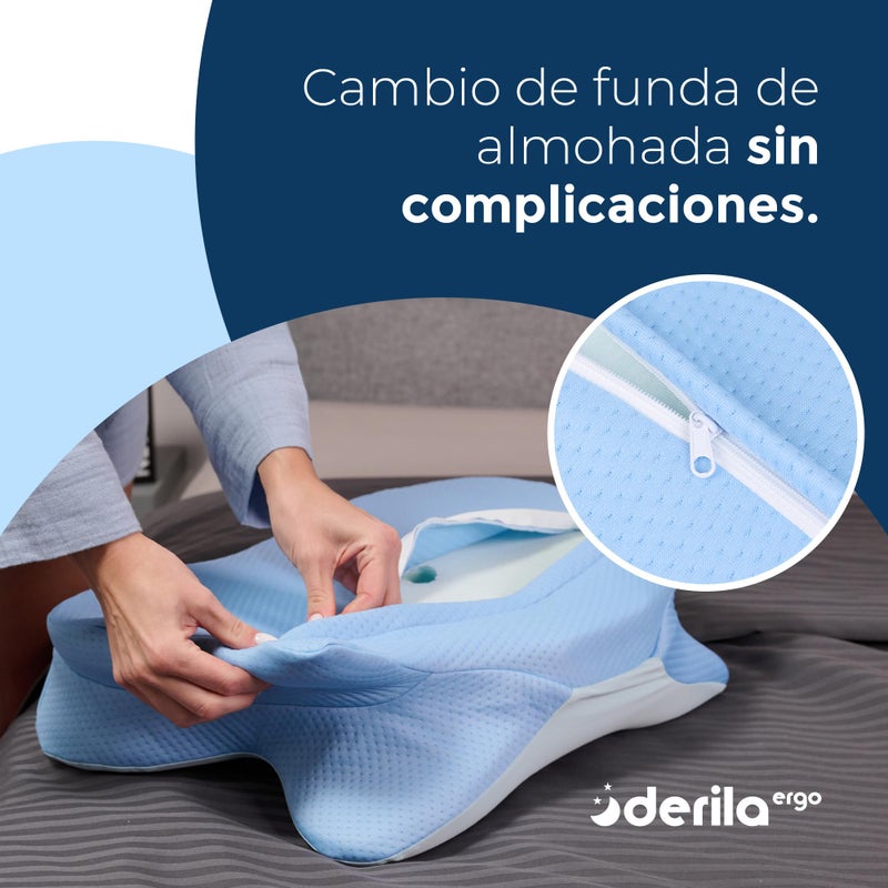 Derila Ergo Pillowcase Cervical Neck Pillow for Sleeping Pillow Case Contour Memory Foam Pillows for Back, Side Sleeper (Pillowcase - 21.25 x 14.17 x 4.72 in) Pillow Case only - Image 4