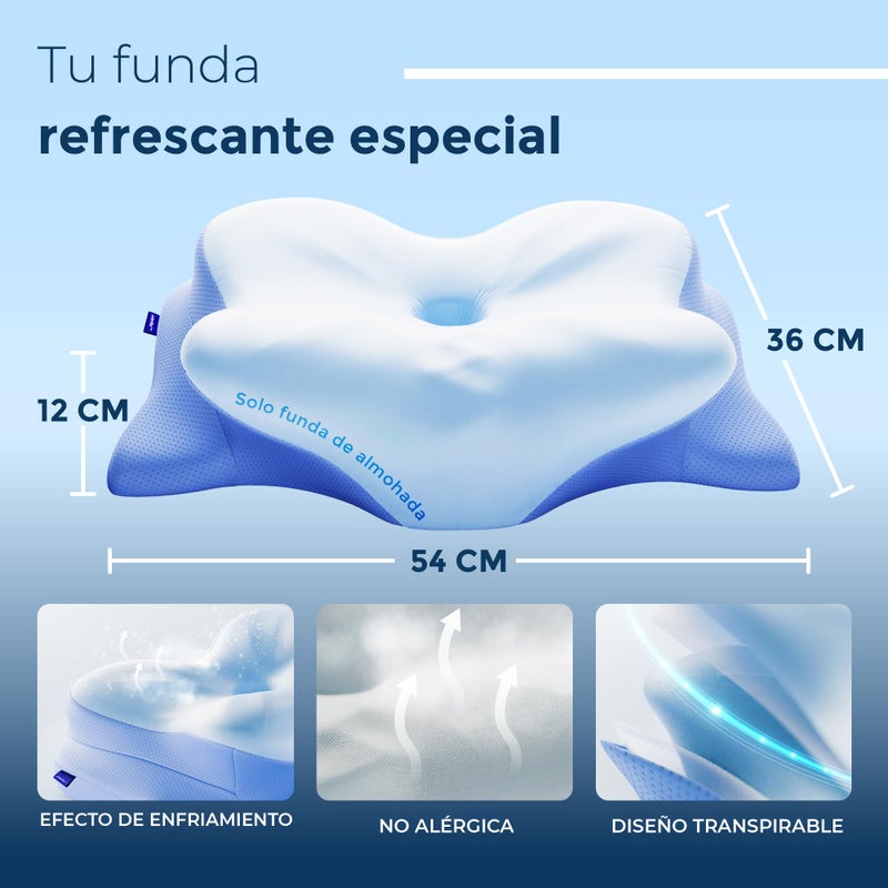 Derila Ergo Pillowcase Cervical Neck Pillow for Sleeping Pillow Case Contour Memory Foam Pillows for Back, Side Sleeper (Pillowcase - 21.25 x 14.17 x 4.72 in) Pillow Case only - Image 2