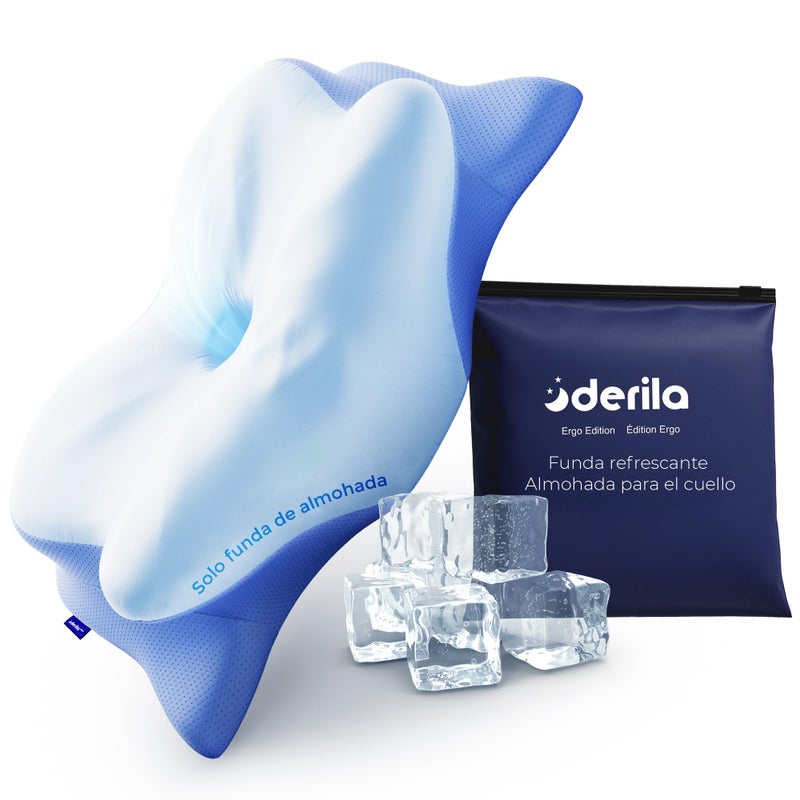 Derila Ergo Pillowcase Cervical Neck Pillow for Sleeping Pillow Case Contour Memory Foam Pillows for Back, Side Sleeper (Pillowcase - 21.25 x 14.17 x 4.72 in) Pillow Case only - Image 1