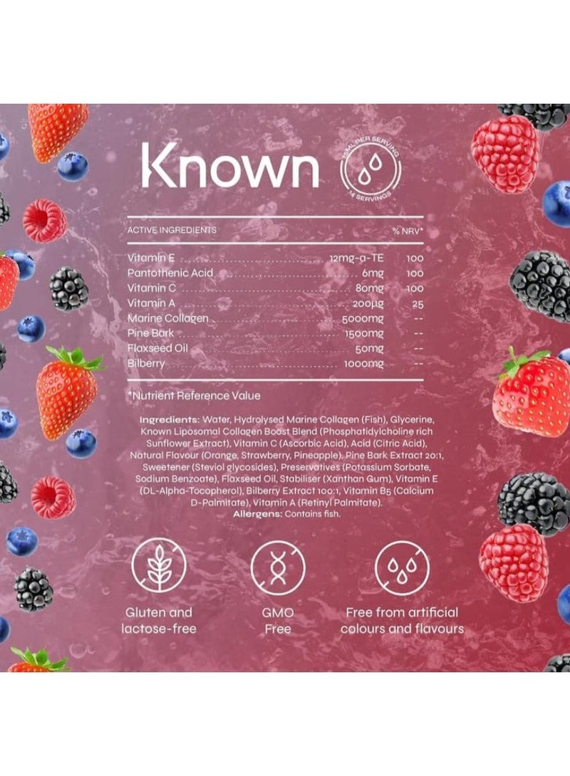 Known Advanced Hydrolysed Marine Collagen Liquid – 5000 mg Collagen, Vitamin A & C – Skin, Hair & Nail Support – Summer Fruits Flavour – 210 ml Bottle, 3rd Party Tested - Image 2