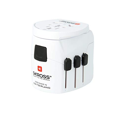 SKROSS Pro Light World Travel Adapter with USB | 3-Pole Travel Adaptor with Slide System | Designed for 200+ Countries | Compact and Reliable | White - Image 2