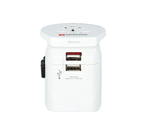 SKROSS Pro Light World Travel Adapter with USB | 3-Pole Travel Adaptor with Slide System | Designed for 200+ Countries | Compact and Reliable | White - Image 5
