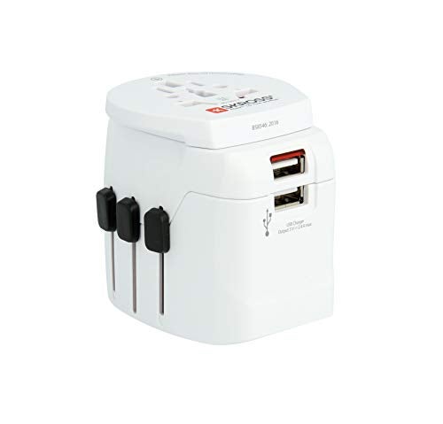 SKROSS Pro Light World Travel Adapter with USB | 3-Pole Travel Adaptor with Slide System | Designed for 200+ Countries | Compact and Reliable | White - Image 4