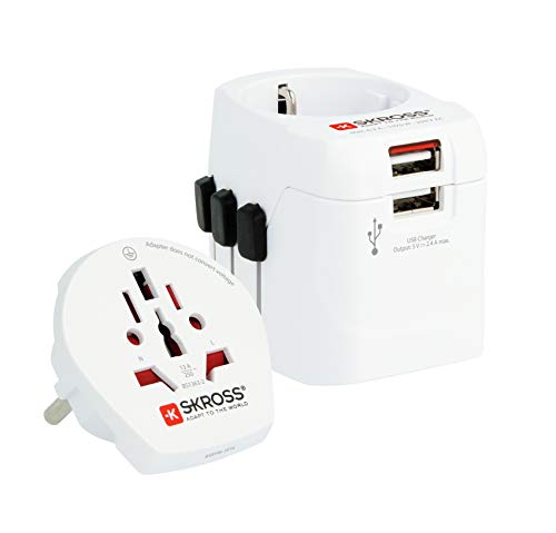 SKROSS Pro Light World Travel Adapter with USB | 3-Pole Travel Adaptor with Slide System | Designed for 200+ Countries | Compact and Reliable | White - Image 3