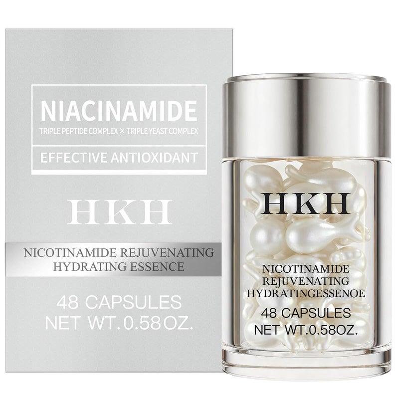 HKH Niacinamide Serum Capsules for Face â€“ Anti Aging Skincare Dark Spot Remover Hydrating with Hyaluronic Acid & Vitamin E Smoothing and Firming Wrinkles and Fine lines - Travel Portable (48 ct) - Image 3