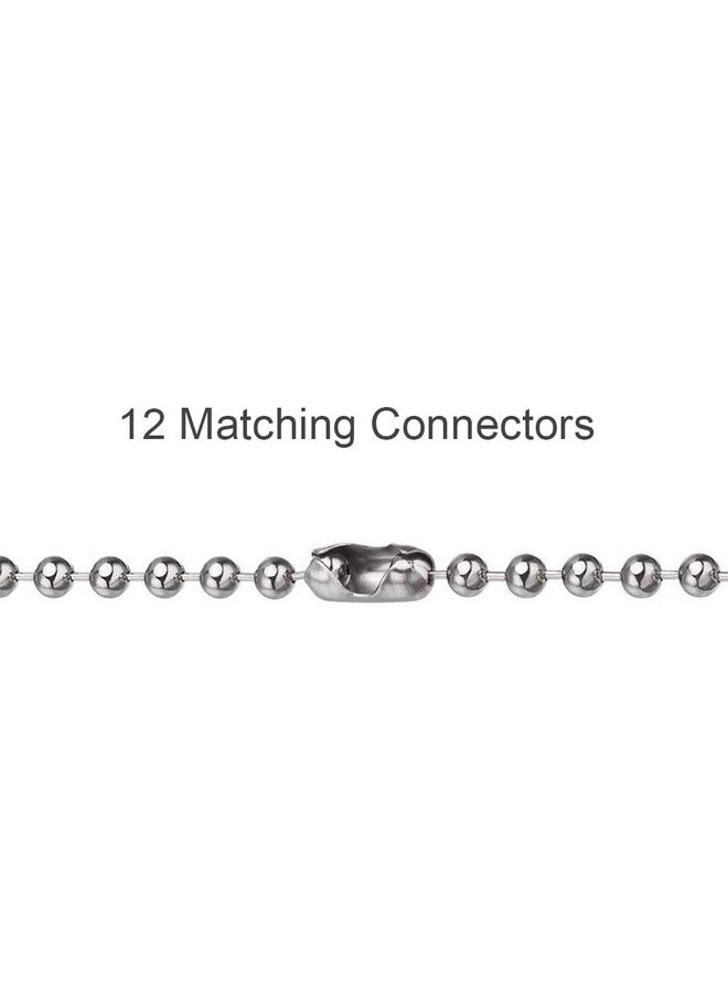 SmoTecQ Ceiling Fan Pull Chain, 120" Rust Proof Copper 3mm Beaded Ball Light Pulls Extension Chains with 12 Connectors, Silver - Image 3