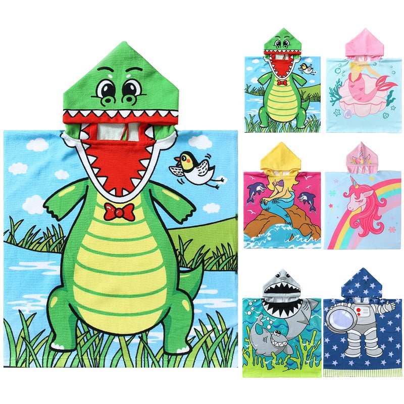 NovForth Kids Beach Towel for Boys Girls, Alligator Hooded Bath Towel Wrap, Toddler Pool Towel with Hood 24.00" x 24.00" Alligator - Image 1