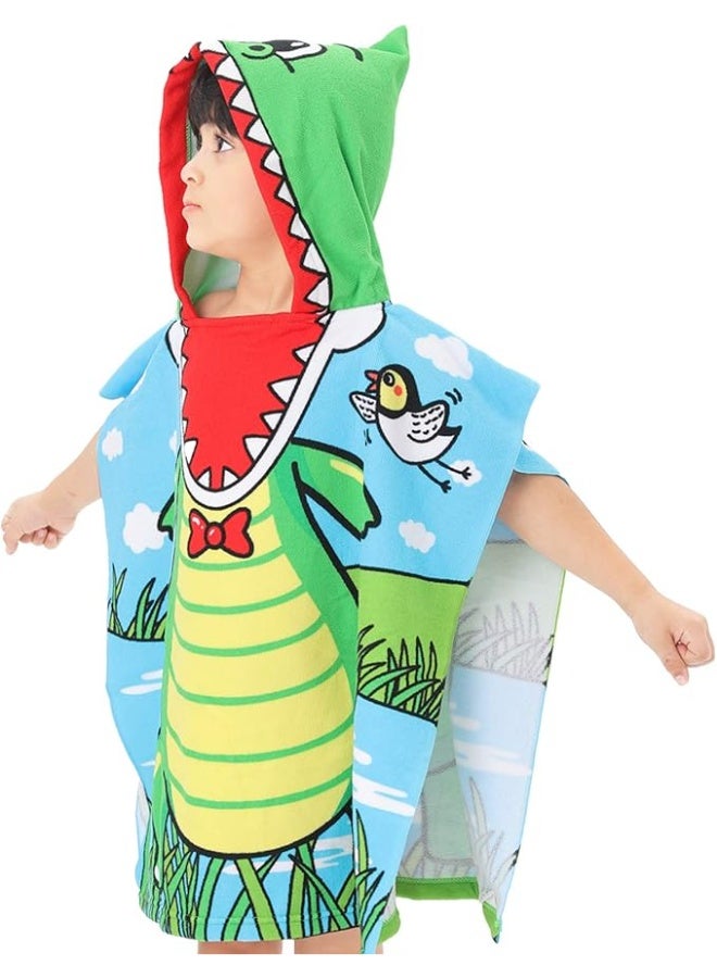 NovForth Kids Beach Towel for Boys Girls, Alligator Hooded Bath Towel Wrap, Toddler Pool Towel with Hood 24.00" x 24.00" Alligator - Image 2