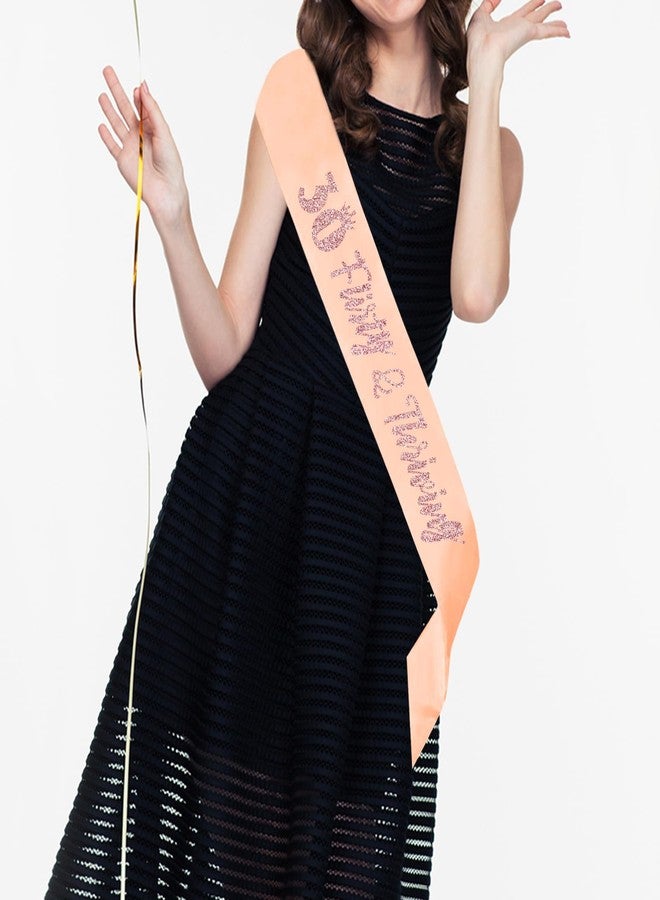 PYQWA 30 Flirty & Thriving Sash - Dirty 30th Birthday Gifts for Women - Cheers to 30 Party Decor - Thirty Years Old Birthday Funny Soft Satin Sash (Pink with Rose Gold Foil Lettering) - Image 4