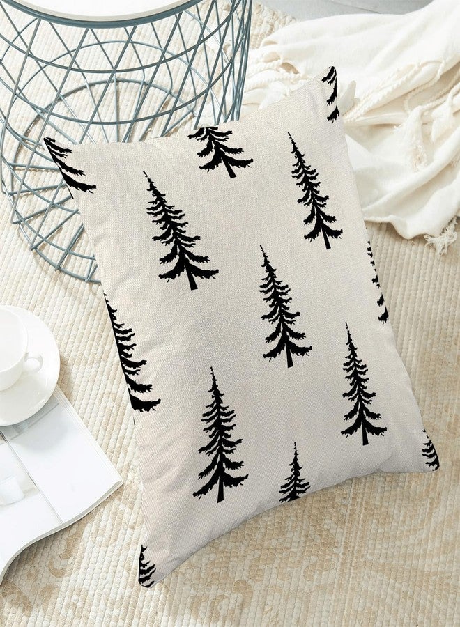 CXMEIFLY Christmas Pillow Covers 18x18 Inch Set of 2 Cream Black Christmas Tree Decor Throw Pillows Winter Xmas Holiday Outdoor Cushion Cases for Couch Bed Decorations - Image 4