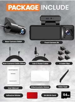 RFAQK 4K Dash Cam Front & Rear Cameras  - Image 2