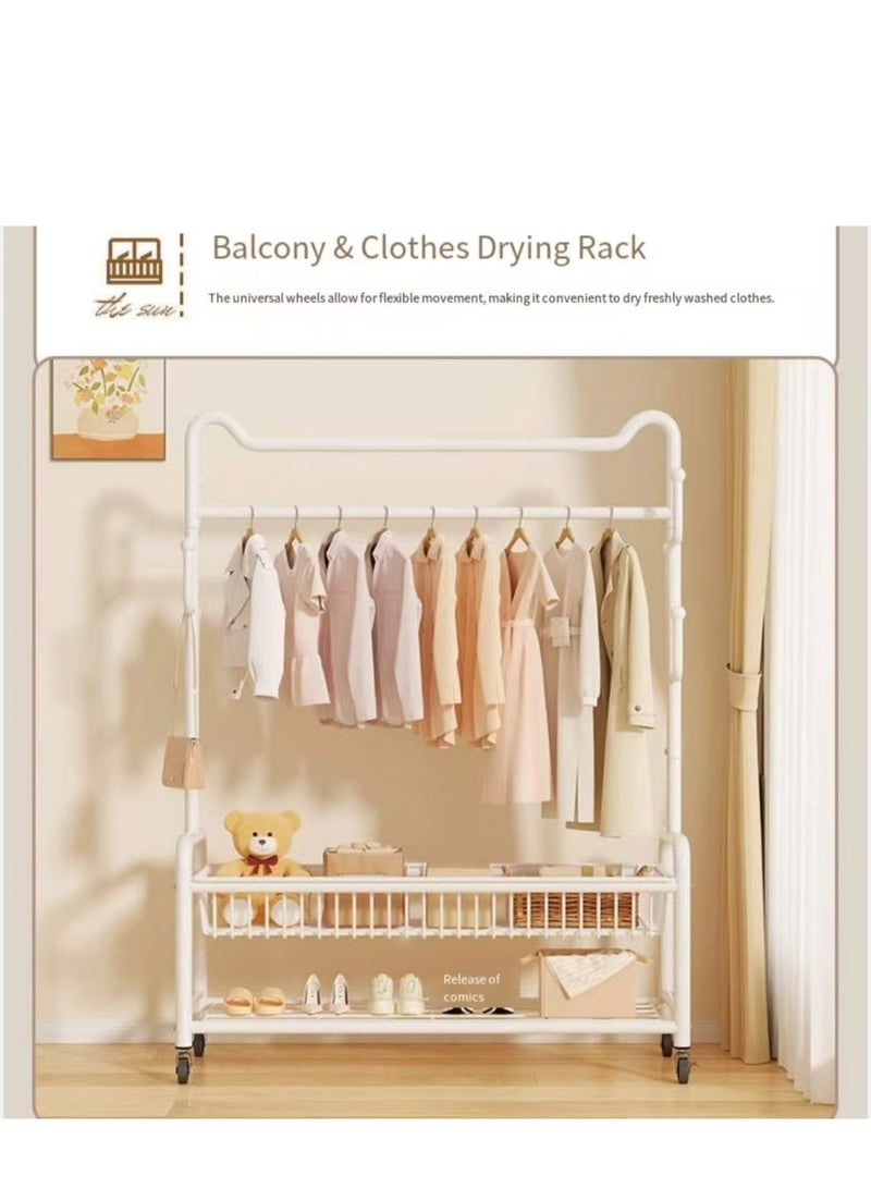 Rolling Garment Rack with Storage Basket, Metal Clothing Stand with Wheels, Sturdy Metal Frame, Adjustable Rod, Space-Saving Design, black - Image 3