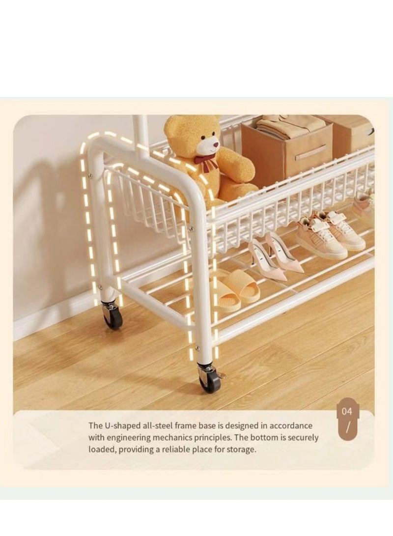 Rolling Garment Rack with Storage Basket, Metal Clothing Stand with Wheels, Sturdy Metal Frame, Adjustable Rod, Space-Saving Design, black - Image 4