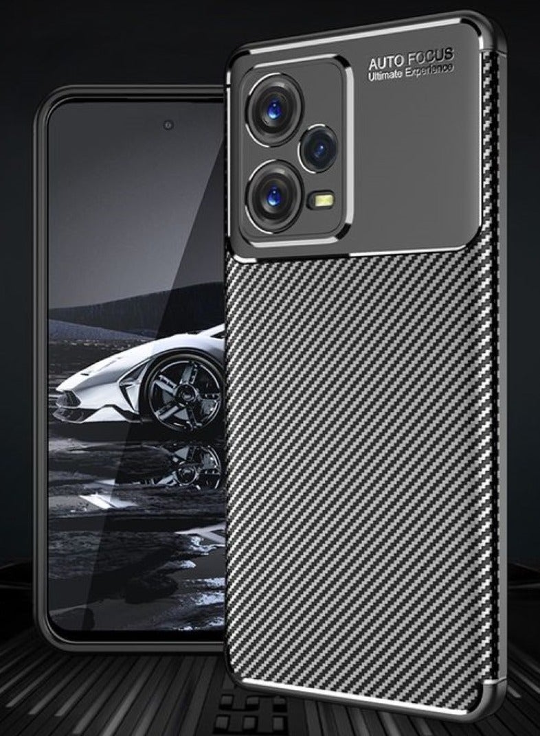 Cover Xiaomi Redmi Note 12 5G  , - Protection Brushed Carbon Fiber Cover Shockproof - With Ultra Protection For Camera - Anti-Scratch Case Slip-Resistant - Black  - Image 1