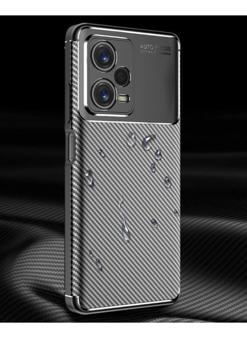 Cover Xiaomi Redmi Note 12 5G  , - Protection Brushed Carbon Fiber Cover Shockproof - With Ultra Protection For Camera - Anti-Scratch Case Slip-Resistant - Black  - Image 4