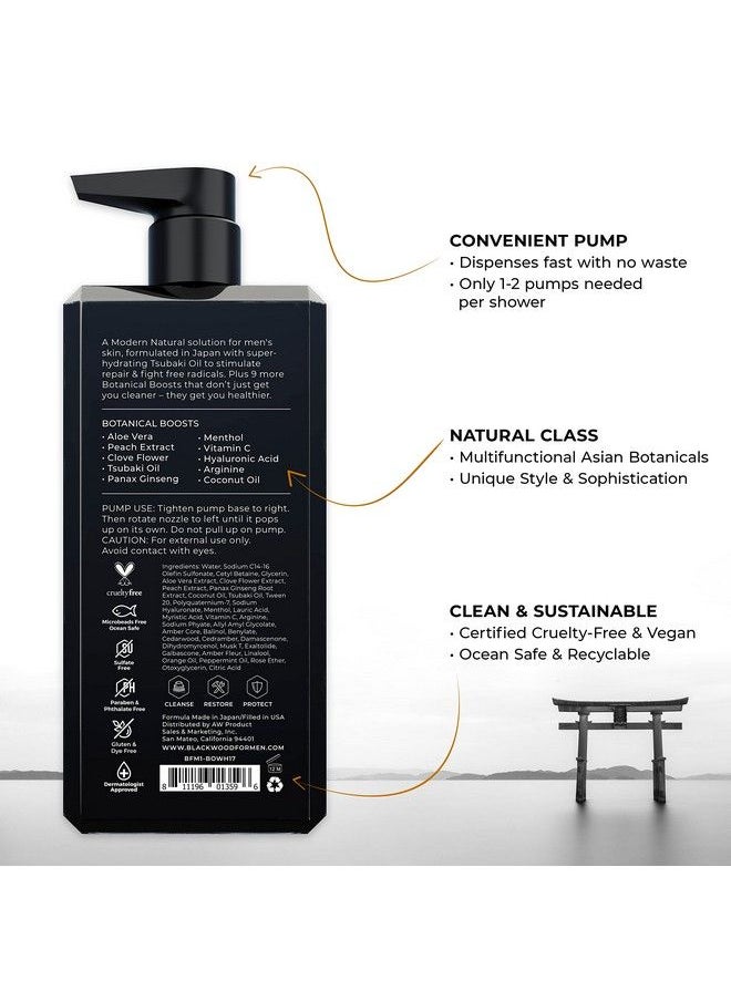 Blackwood For Men Pure Moisture Body Wash W/Pump : Men’S Natural Gel Body Wash :Sulfatefree For Dry Sensitive Skin : Ginseng + Cooling Menthol For Workout Recovery (17Oz)  - Image 3