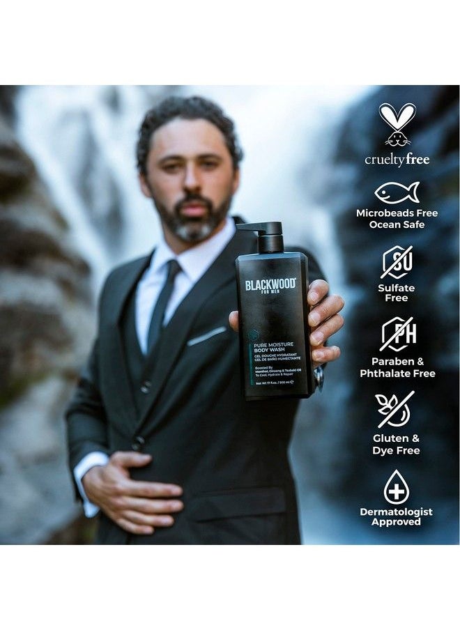 Blackwood For Men Pure Moisture Body Wash W/Pump : Men’S Natural Gel Body Wash :Sulfatefree For Dry Sensitive Skin : Ginseng + Cooling Menthol For Workout Recovery (17Oz)  - Image 4