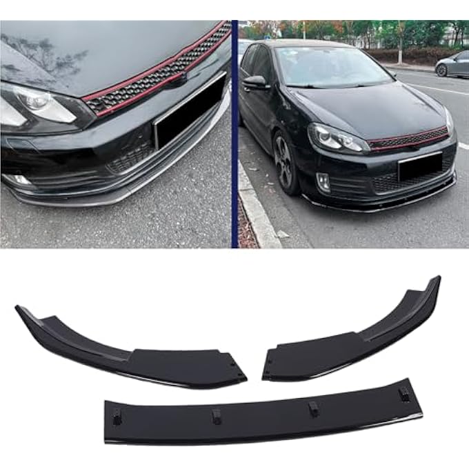 Jiawu Front Bumper Lip Spoiler Splitter Gloss Black, Improvement of Aerodynamic Performance for MK6 GTD 2008-2012 - Image 5