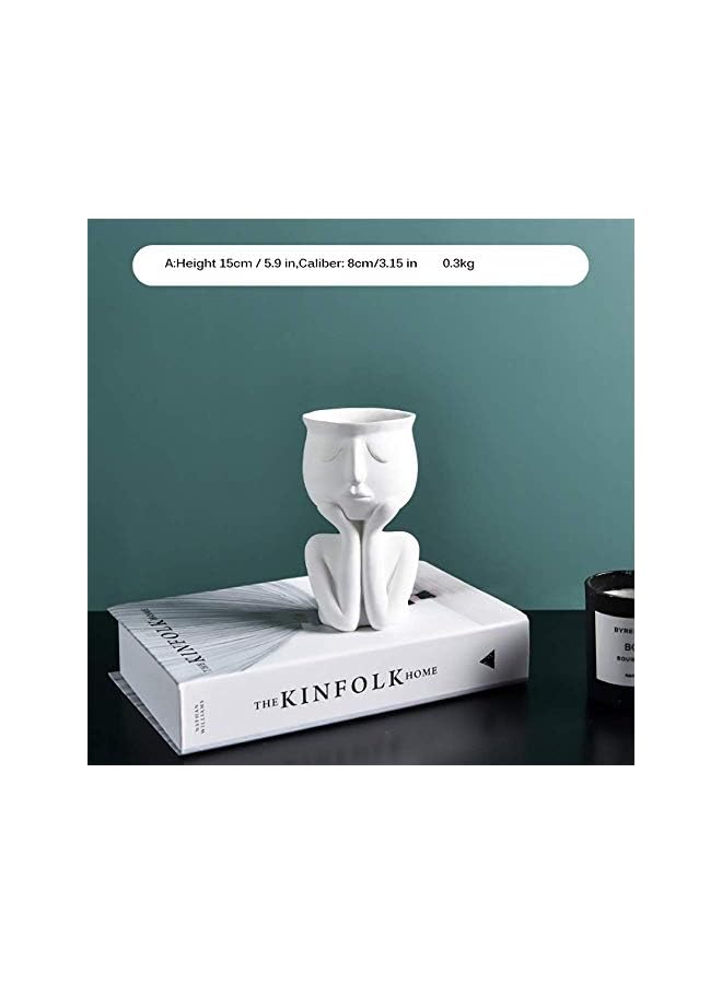 The Bros Flower Pot, Head Vase Face Planter Resin Small Plant Pot, Indoor Succulent Planter, Cute Plants Flower Pot Adorable Planter for Home Office Decor,A-White - Image 4