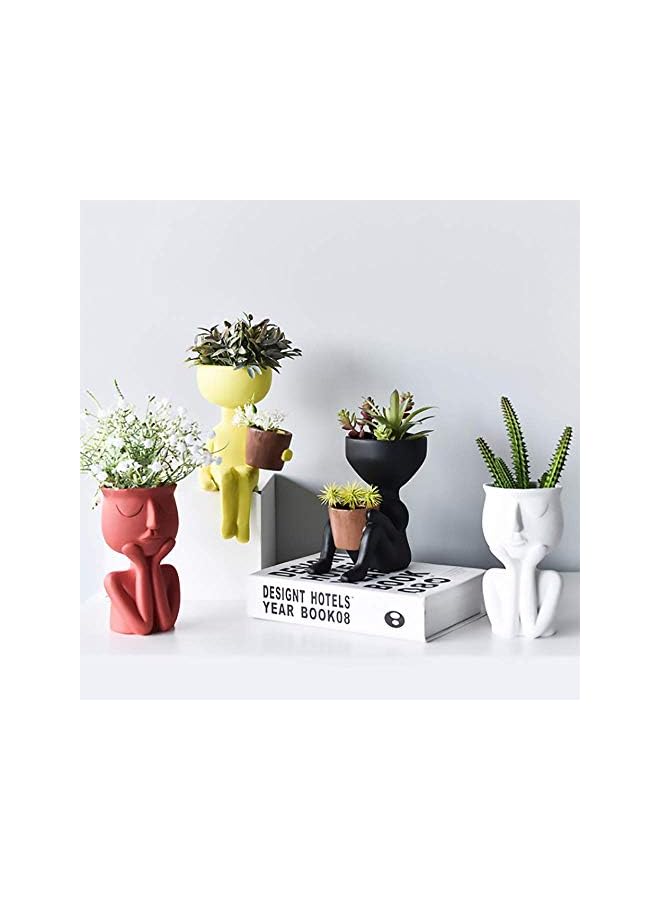 The Bros Flower Pot, Head Vase Face Planter Resin Small Plant Pot, Indoor Succulent Planter, Cute Plants Flower Pot Adorable Planter for Home Office Decor,A-White - Image 3