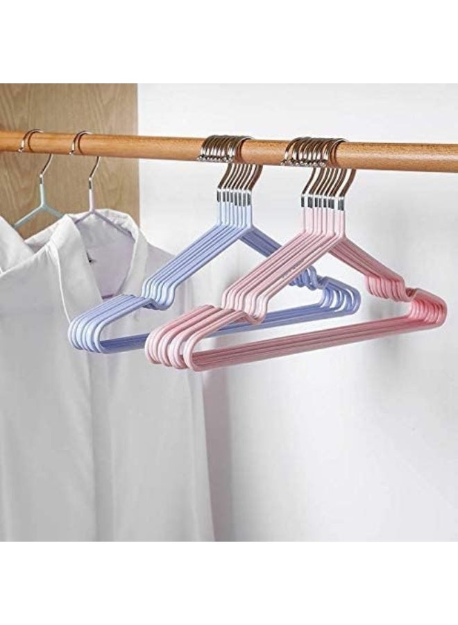 20-Piece Cloth Hangers Sturdy Non-Slip Metal Cloth Hanger for Clothes - Space-Saving Adult Hangers, Strong Metal Hangers for Dresses, Coats, Shirts, Jackets (Pink)