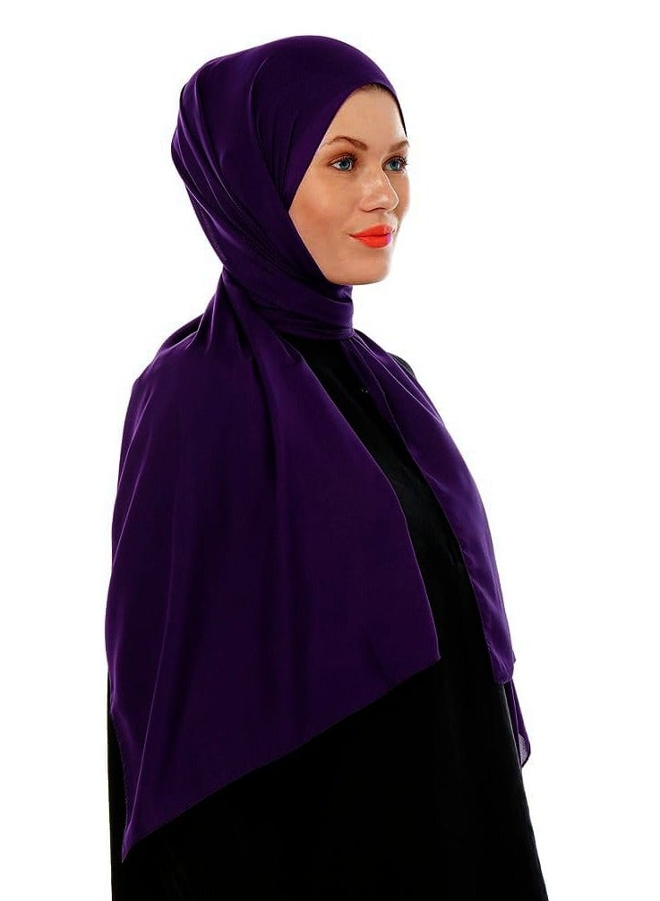 Deep Purple Chiffon Hijab for Women – Lightweight, Non-Slip, Breathable Headscarf | 28 x 72 Inches | Stylish & Elegant Scarf for Muslim Women | Ideal for Daily Wear & Special Occasions - Image 1