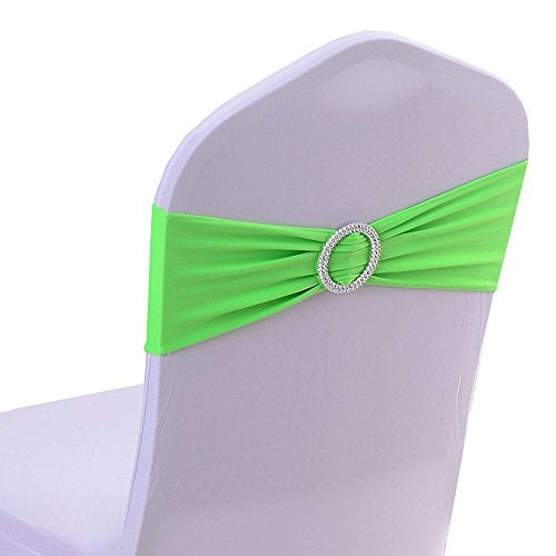 iEventStar Chair Sashes Chair Bow Chair Decoration Spandex Stretch Band with Buckle Slider for Wedding Party Events 10PCS (Light Green) - Image 1