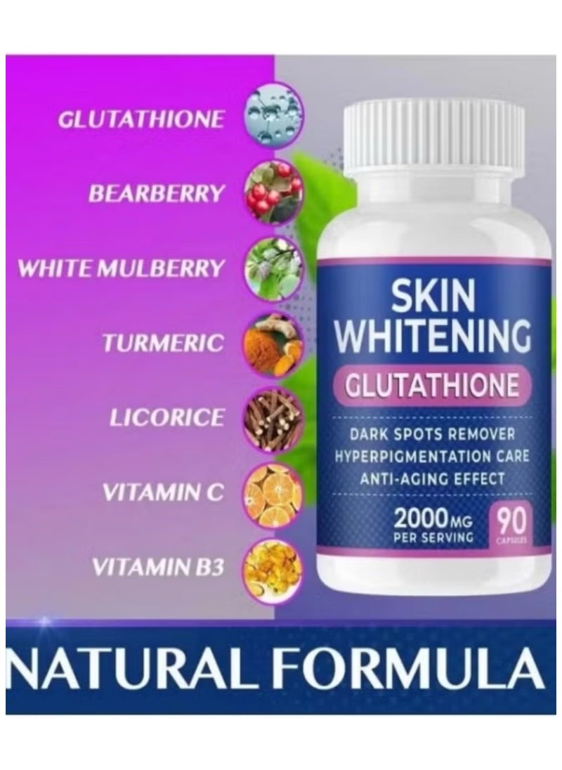 SKIN WHITENING - Glutathione Whitening Pills – 90 Capsules, 2000mg | Skin Lightening Supplement for Dark Spots, Melasma & Acne Scars | Antioxidant-Rich Anti-Aging Formula, Vegan & Non-GMO - Image 1